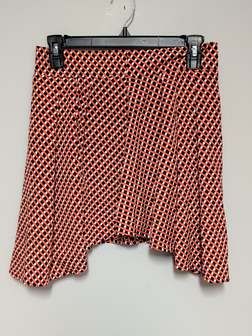Asymmetric Orange & Black Check High-Low Skirt